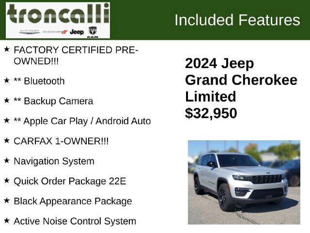 Certified 2024 Jeep Grand Cherokee Limited w/ Black Appearance Package AWD/4WD image 5