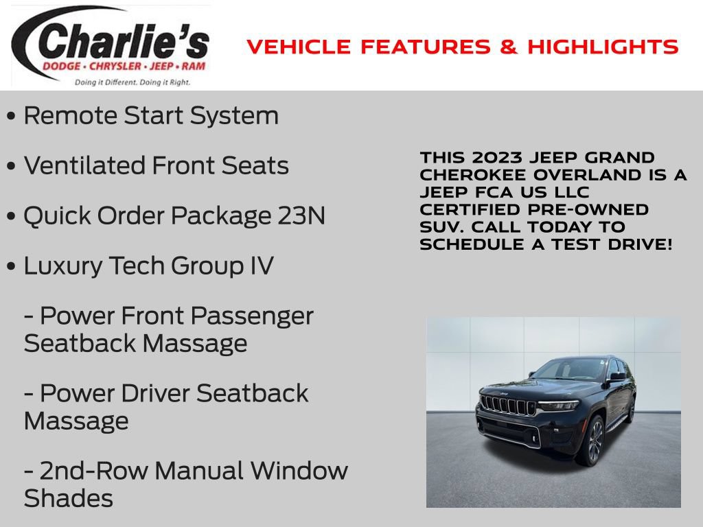 Certified 2023 Jeep Grand Cherokee Overland w/ Adv Protech Group III AWD/4WD image 19