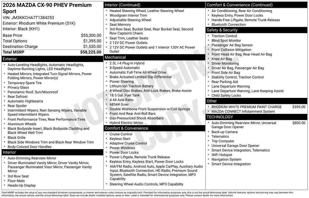 New 2026 MAZDA CX-90 Plug-In Hybrid w/Premium Sport AWD/4WD image 6