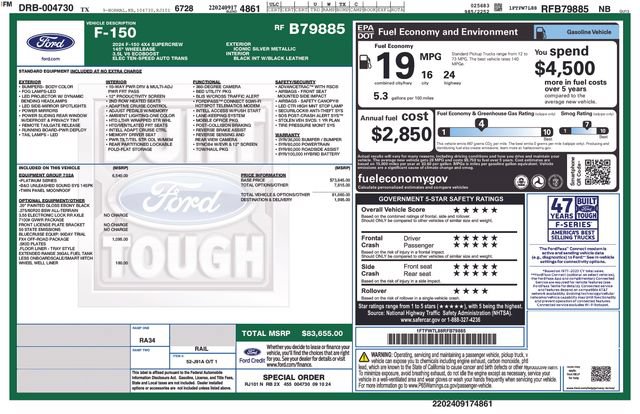 Used 2024 Ford F150 Platinum w/ Equipment Group 702A High AWD/4WD image 36