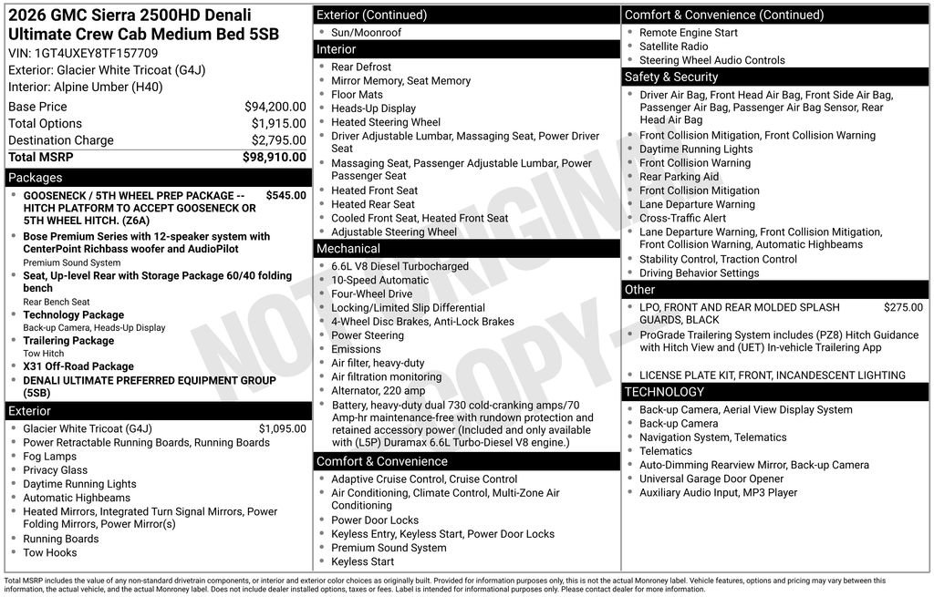 New 2026 GMC Sierra 2500 Denali Ultimate image 47