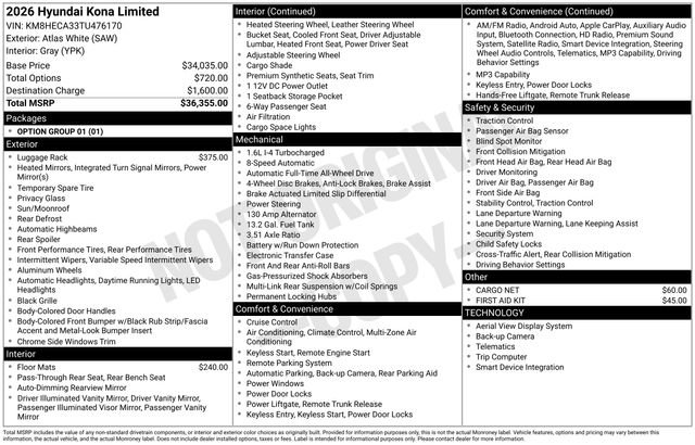 New 2026 Hyundai Kona Limited AWD/4WD image 25