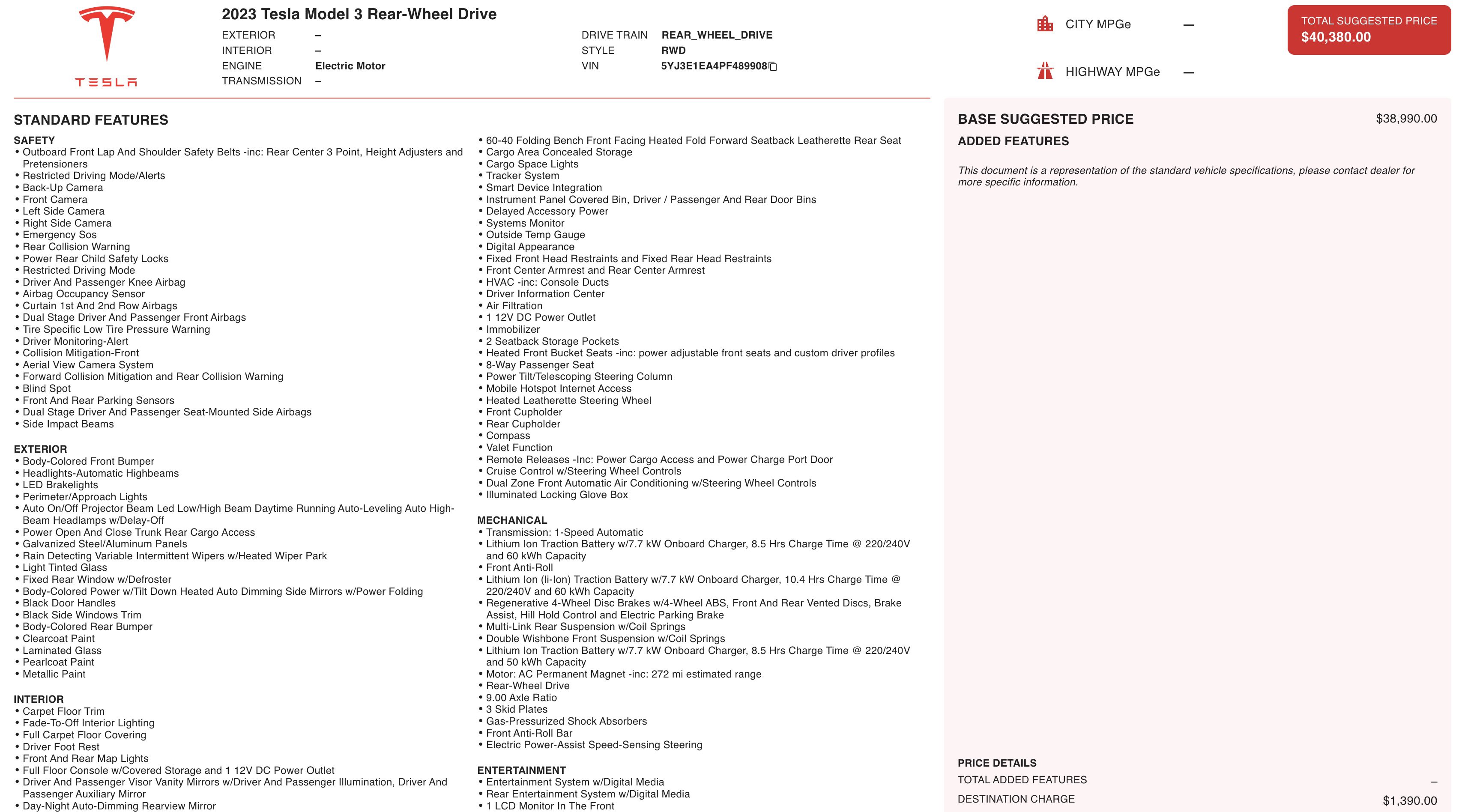 Used 2023 Tesla Model 3 Standard Range image 2