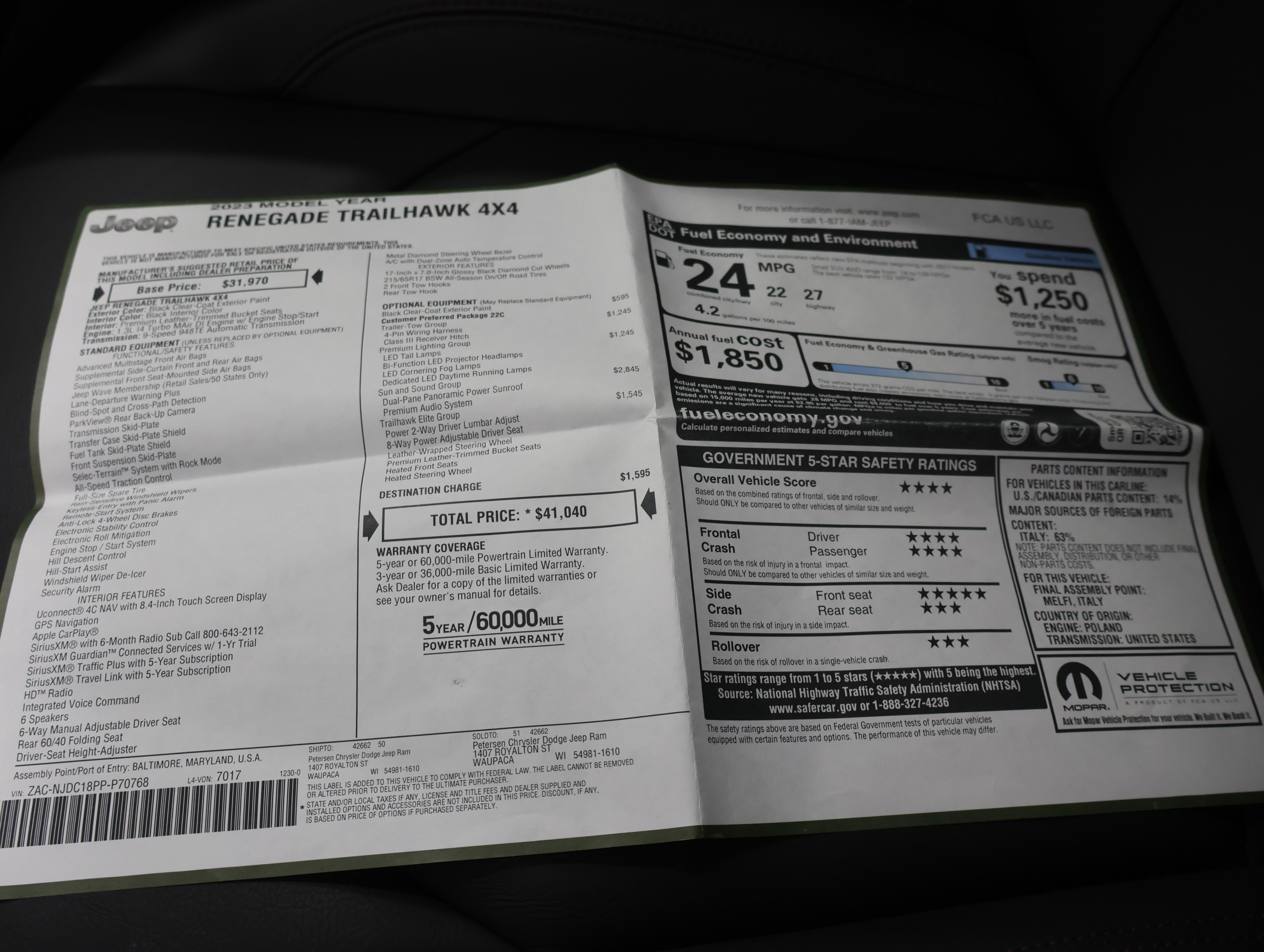 Used 2023 Jeep Renegade Trailhawk w/ Sun/Sound Group AWD/4WD image 57