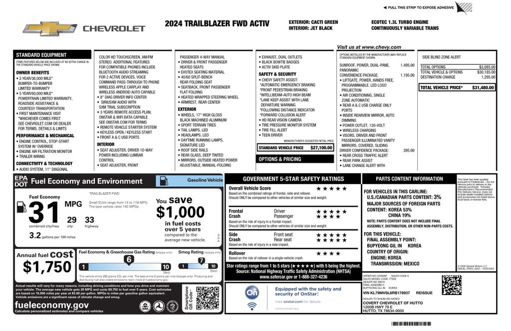 Used 2024 Chevrolet TrailBlazer ACTIV w/ Convenience Package FWD image 4