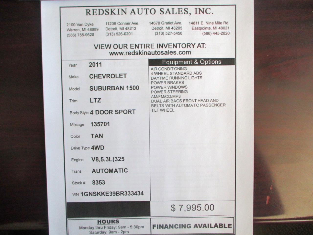 Used 2011 Chevrolet Suburban LTZ AWD/4WD image 17