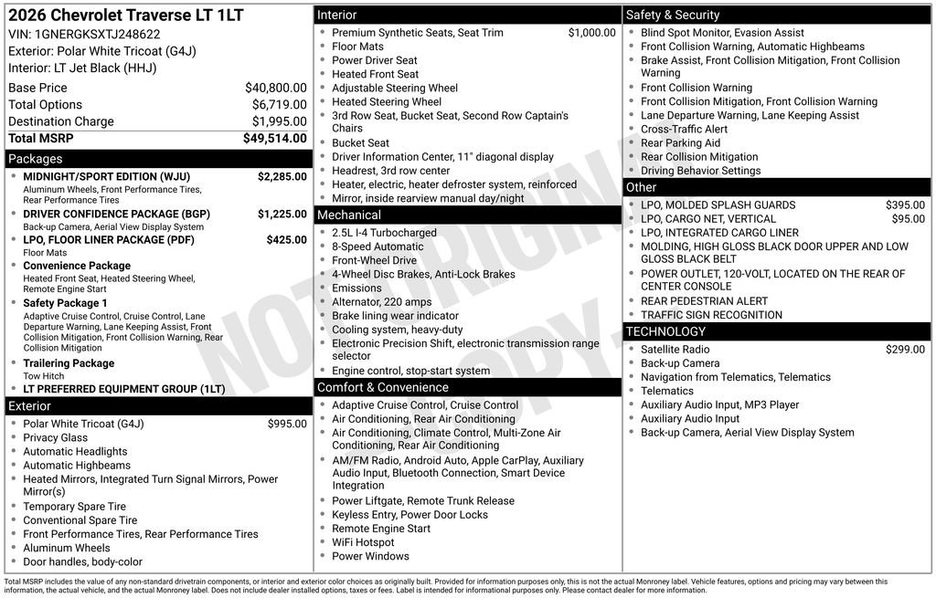 New 2026 Chevrolet Traverse LT w/ Midnight/Sport Edition image 4