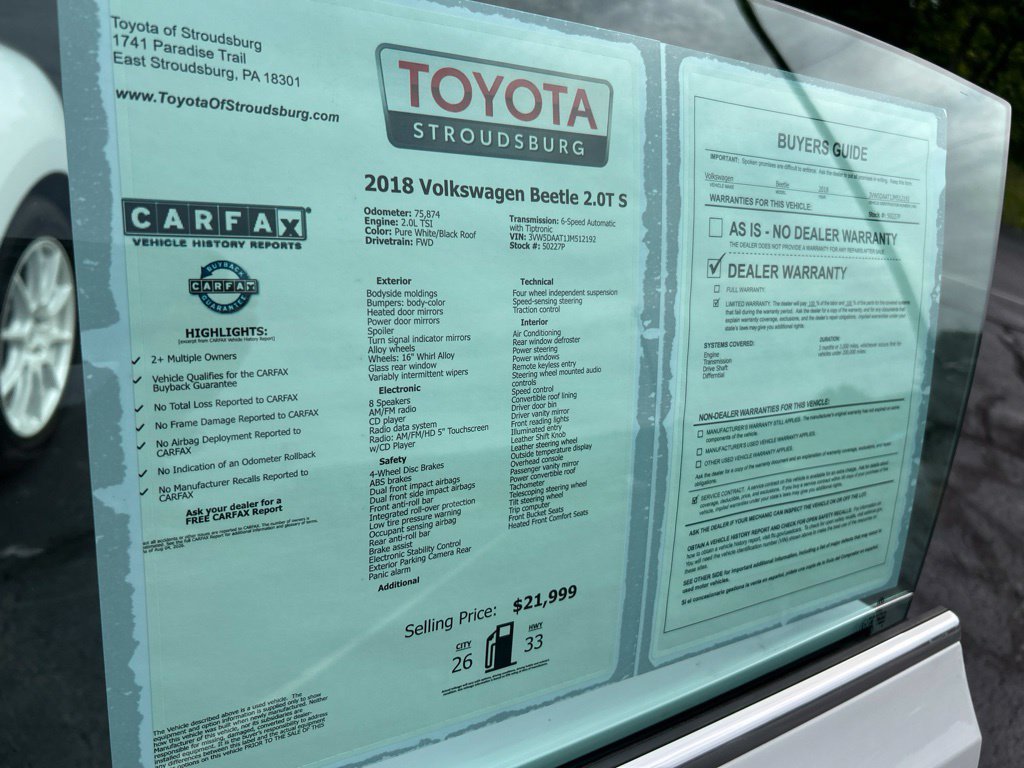 Used 2018 Volkswagen Beetle 2.0T S FWD image 36
