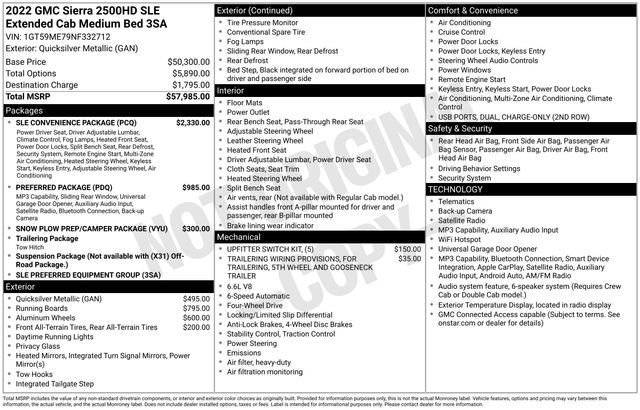 Used 2022 GMC Sierra 2500 SLE w/ SLE Convenience Package AWD/4WD image 3
