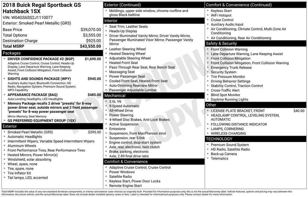 Used 2018 Buick Regal GS w/ Driver Confidence Package #2 image 13