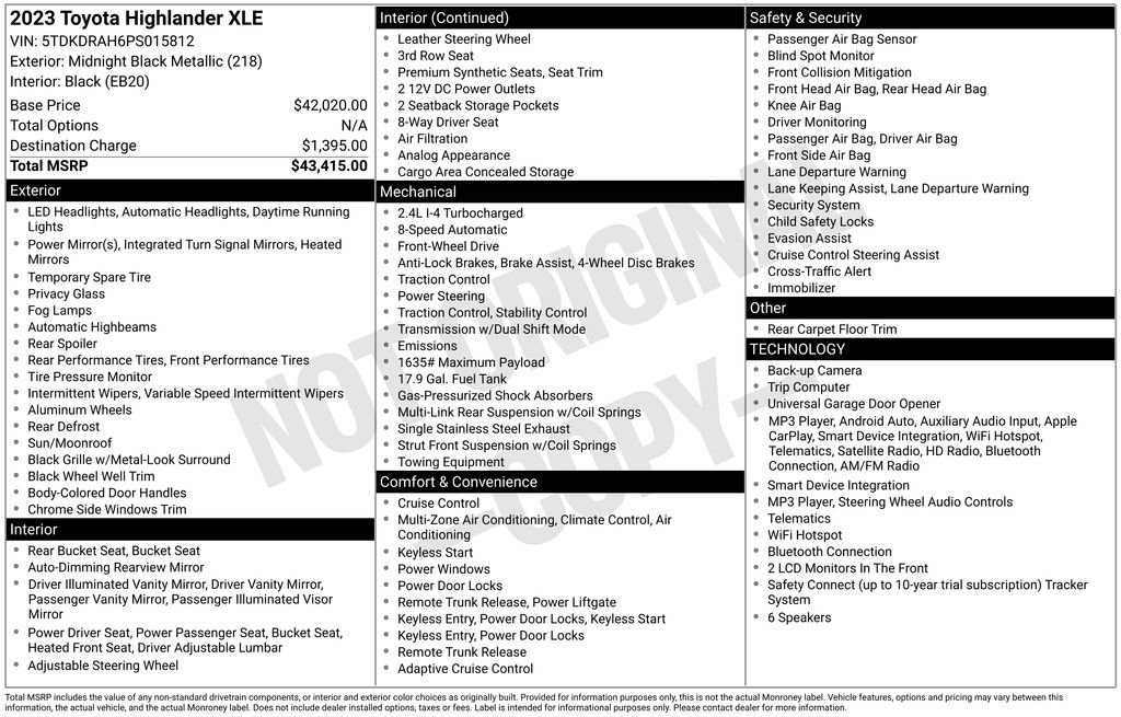 Used 2023 Toyota Highlander XLE FWD image 8