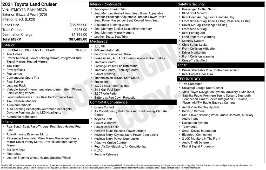 Certified 2021 Toyota Land Cruiser AWD/4WD image 31
