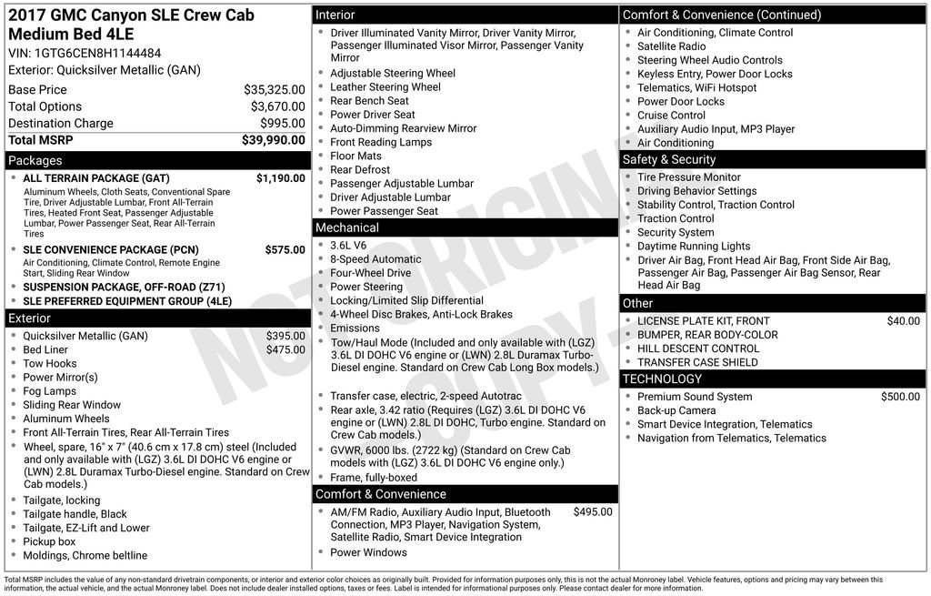 Used 2017 GMC Canyon SLE w/ All Terrain Package image 6