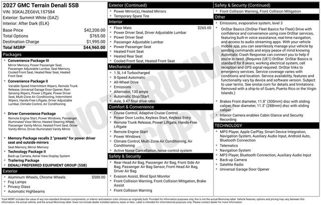New 2027 GMC Terrain Denali AWD/4WD image 3
