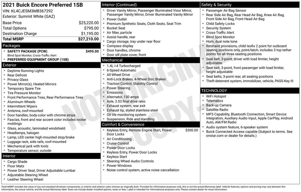 Used 2021 Buick Encore Preferred w/ Safety Package AWD/4WD image 36