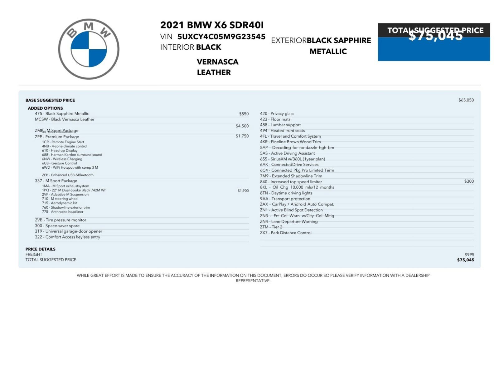 Used 2021 BMW X6 sDrive40i w/ M Sport Package RWD image 2