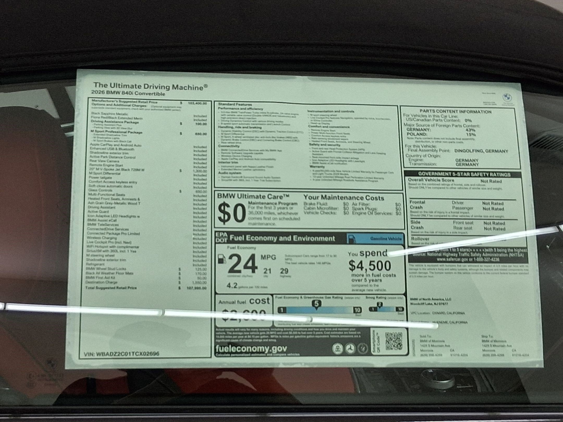 New 2026 BMW 840i Convertible w/ M Sport Professional Package RWD image 36