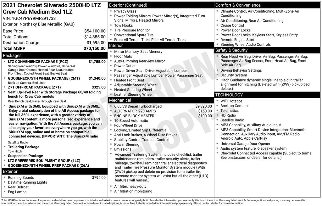 Used 2021 Chevrolet Silverado 2500 LTZ w/ LTZ Convenience Package AWD/4WD image 39