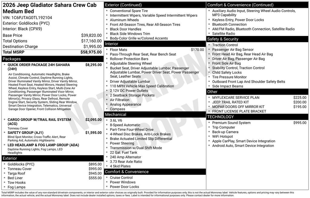 New 2026 Jeep Gladiator Sport AWD/4WD image 6