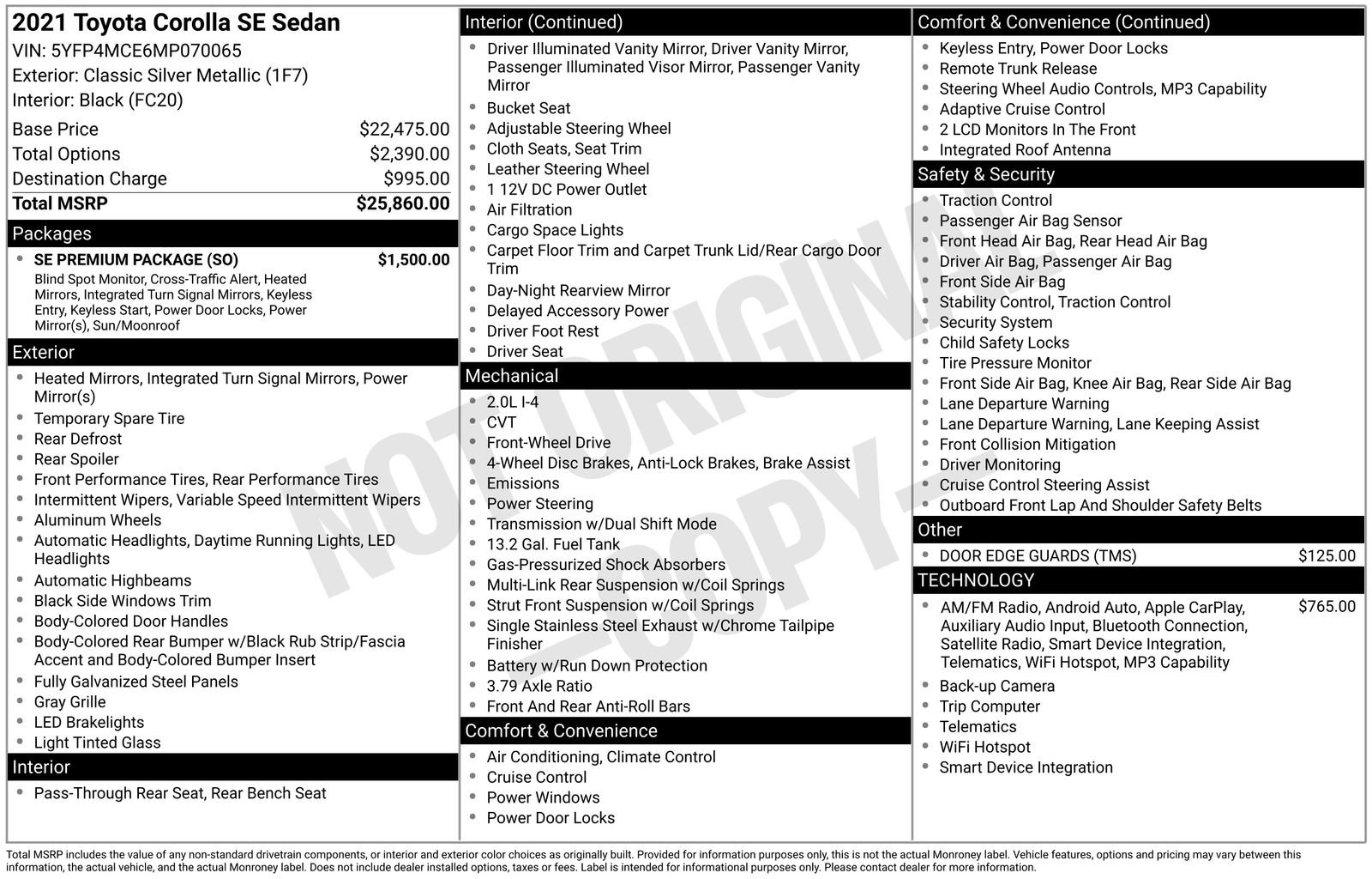 Used 2021 Toyota Corolla SE w/ SE Premium Package FWD image 6