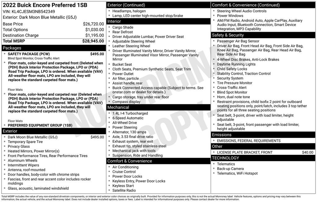Used 2022 Buick Encore Preferred w/ Safety Package image 6