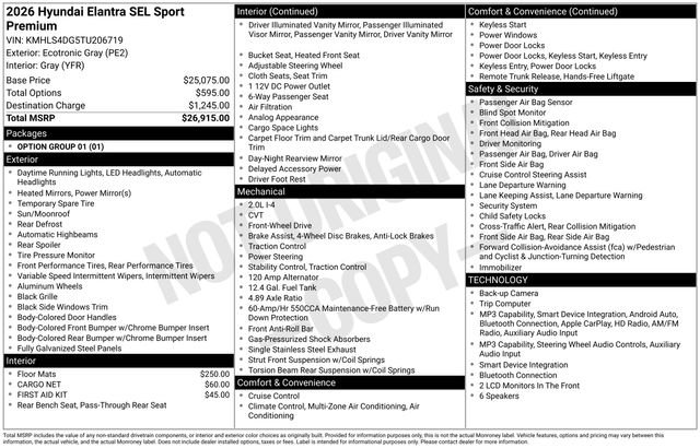 New 2026 Hyundai Elantra SEL Sport Premium FWD image 27