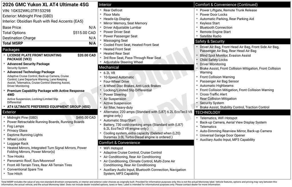 Used 2026 GMC Yukon XL AT4 Ultimate AWD/4WD image 68