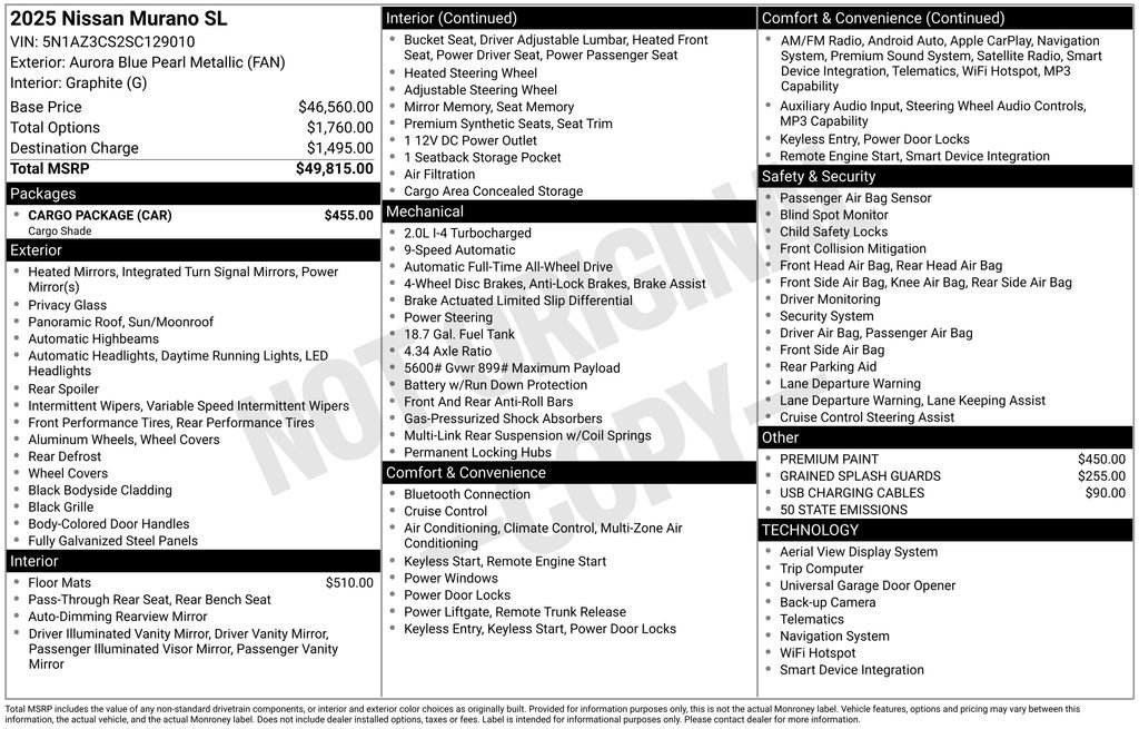 Used 2025 Nissan Murano SL w/ Cargo Package image 39