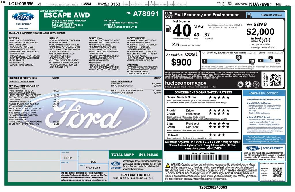 Used 2022 Ford Escape Titanium w/ Titanium Elite Package image 2