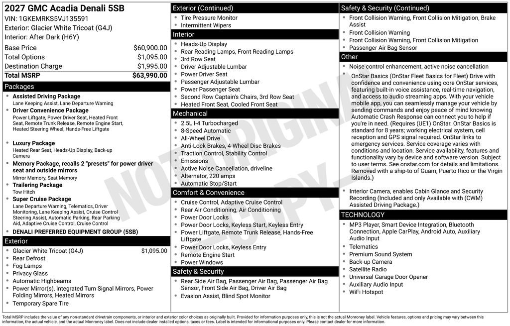 New 2027 GMC Acadia Denali AWD/4WD image 5