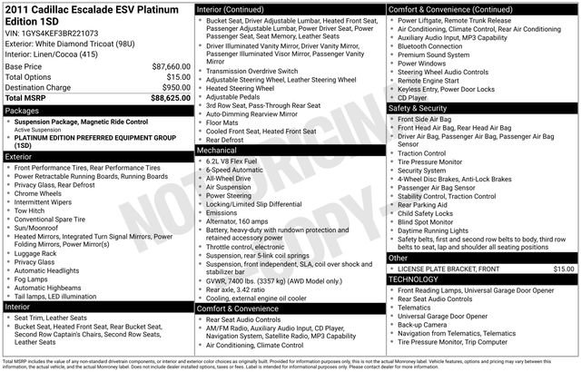 Used 2011 Cadillac Escalade ESV Platinum image 12