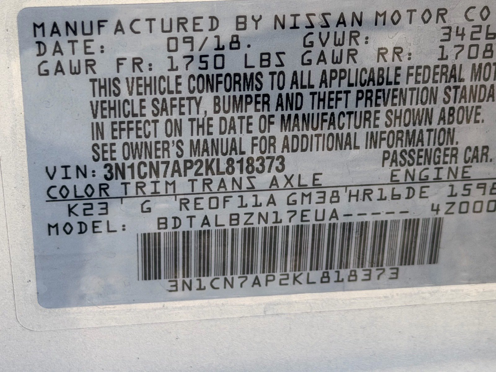 Used 2019 Nissan Versa SV FWD image 35
