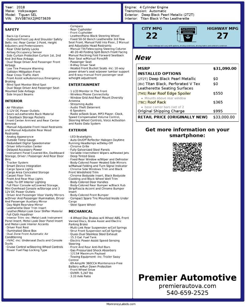 Used 2018 Volkswagen Tiguan SEL image 2