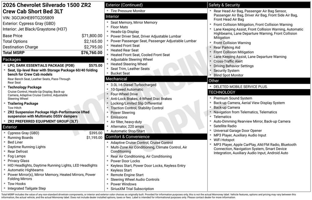 Used 2026 Chevrolet Silverado 1500 ZR2 w/ LPO, Dark Essentials Package AWD/4WD image 6