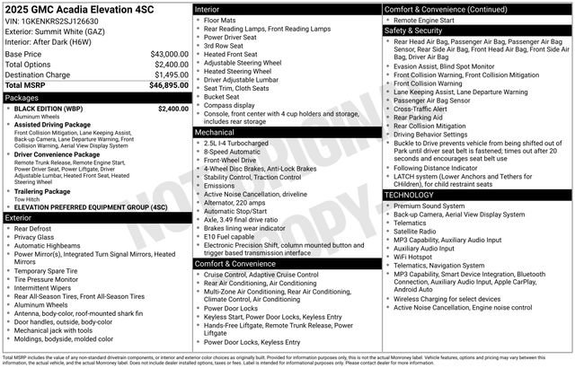 Used 2025 GMC Acadia Elevation w/ Black Edition FWD image 7