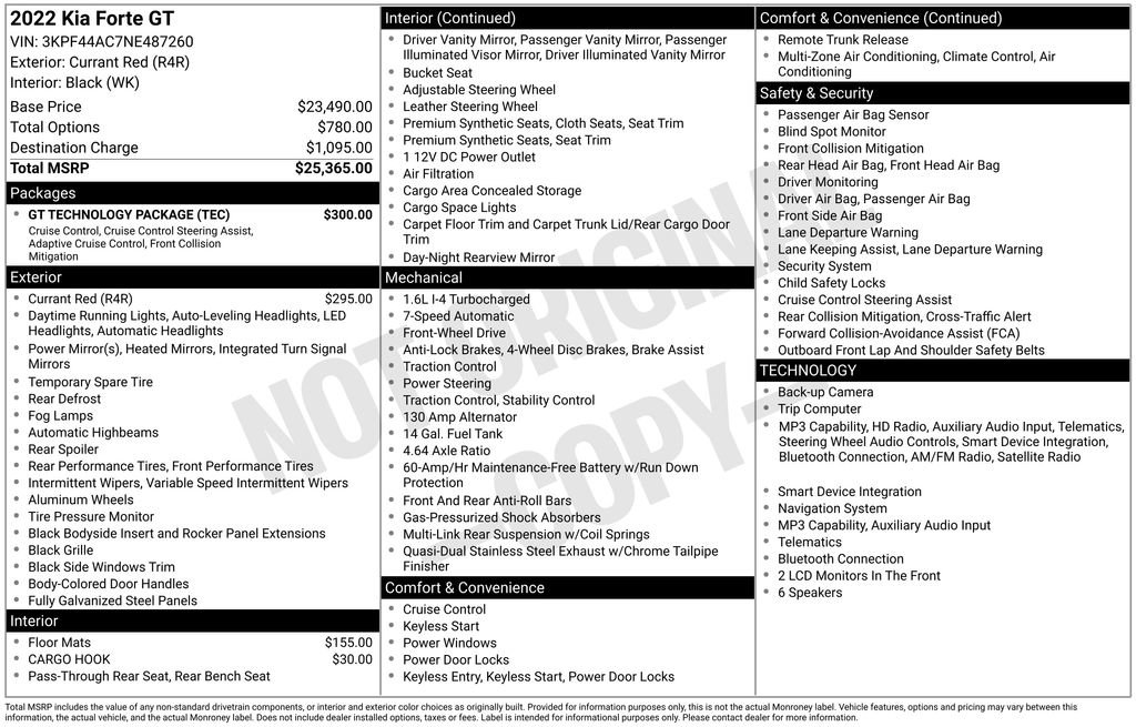 Used 2022 Kia Forte GT w/ GT Technology Package FWD image 13