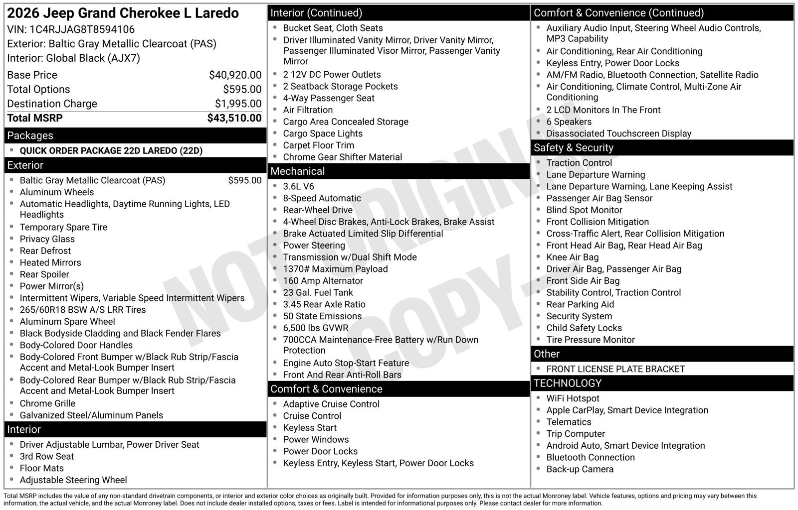 New 2026 Jeep Grand Cherokee L Laredo RWD image 25