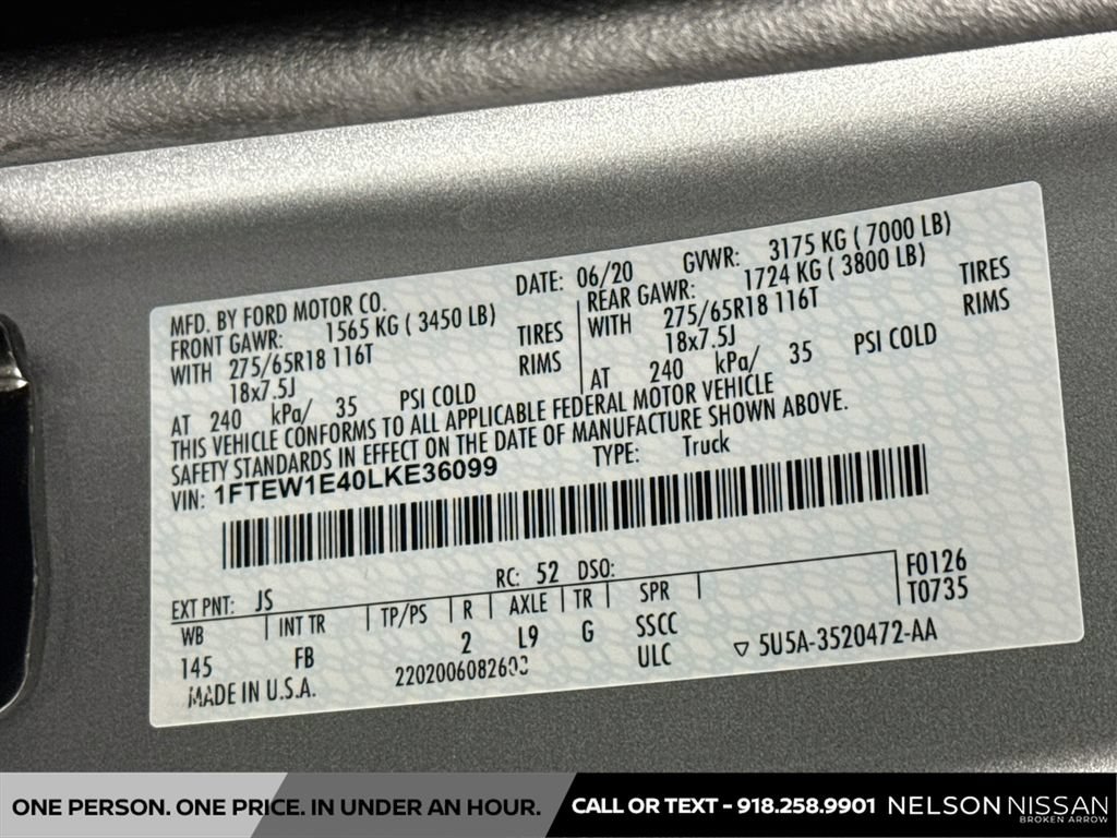 Used 2020 Ford F150 XLT w/ Equipment Group 302A Luxury AWD/4WD image 32
