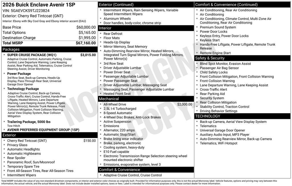 New 2026 Buick Enclave Avenir w/ Super Cruise Package AWD/4WD image 25