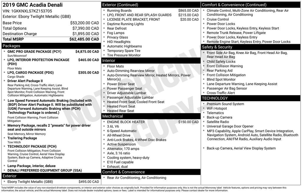 Used 2019 GMC Acadia Denali w/ GMC Pro Grade Package AWD/4WD image 52