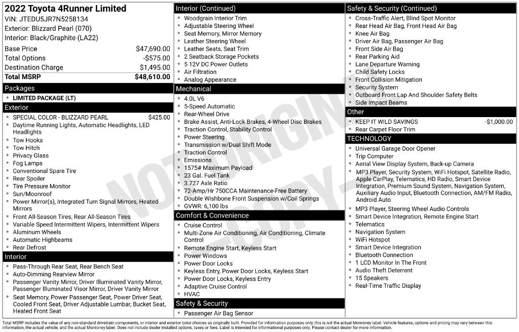 Used 2022 Toyota 4Runner Limited RWD image 4