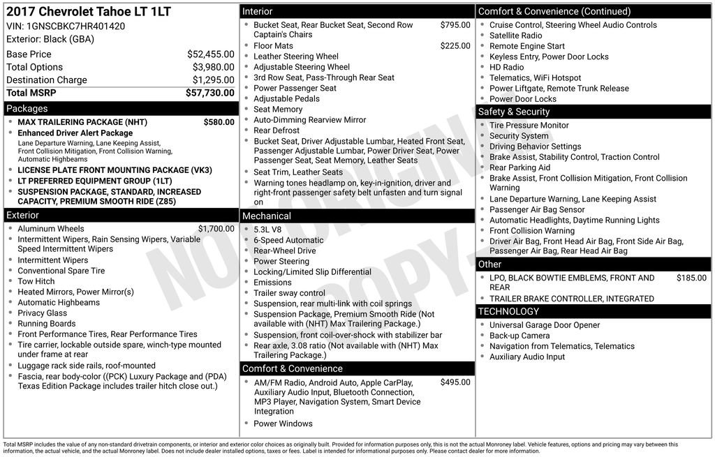 Used 2017 Chevrolet Tahoe LT w/ Max Trailering Package image 24