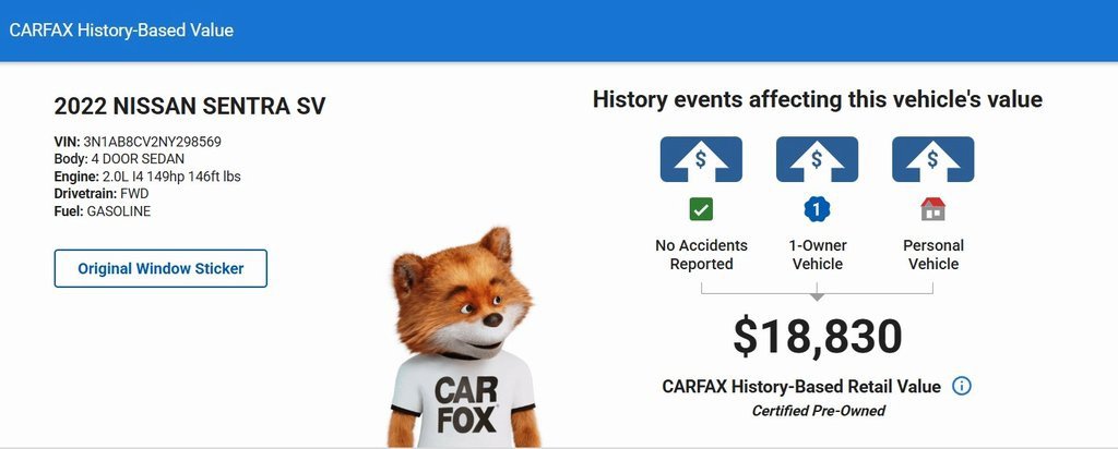 Certified 2022 Nissan Sentra SV w/ Trunk Package image 31