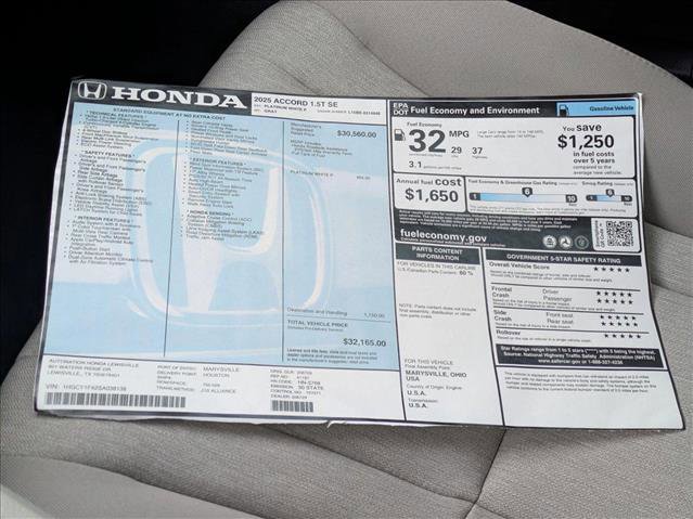 New 2025 Honda Accord SE image 21