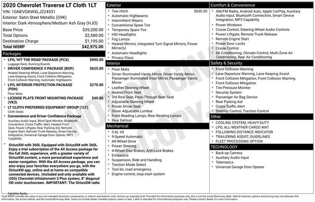 Used 2020 Chevrolet Traverse LT w/ LPO, 'HIT The Road' Package AWD/4WD image 6