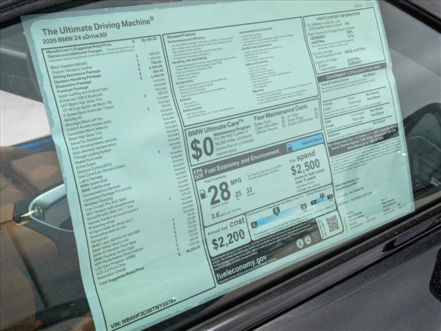 New 2026 BMW Z4 sDrive30i w/ Premium Package RWD image 17