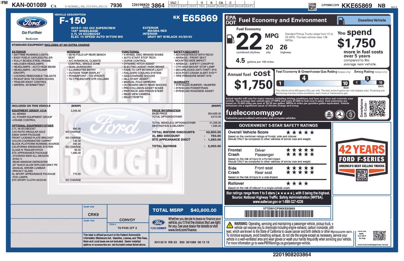 Used 2019 Ford F150 XL w/ Equipment Group 101A Mid RWD image 31