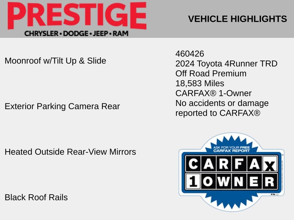 Used 2024 Toyota 4Runner TRD Off-Road Premium w/ Moonroof Package AWD/4WD image 4