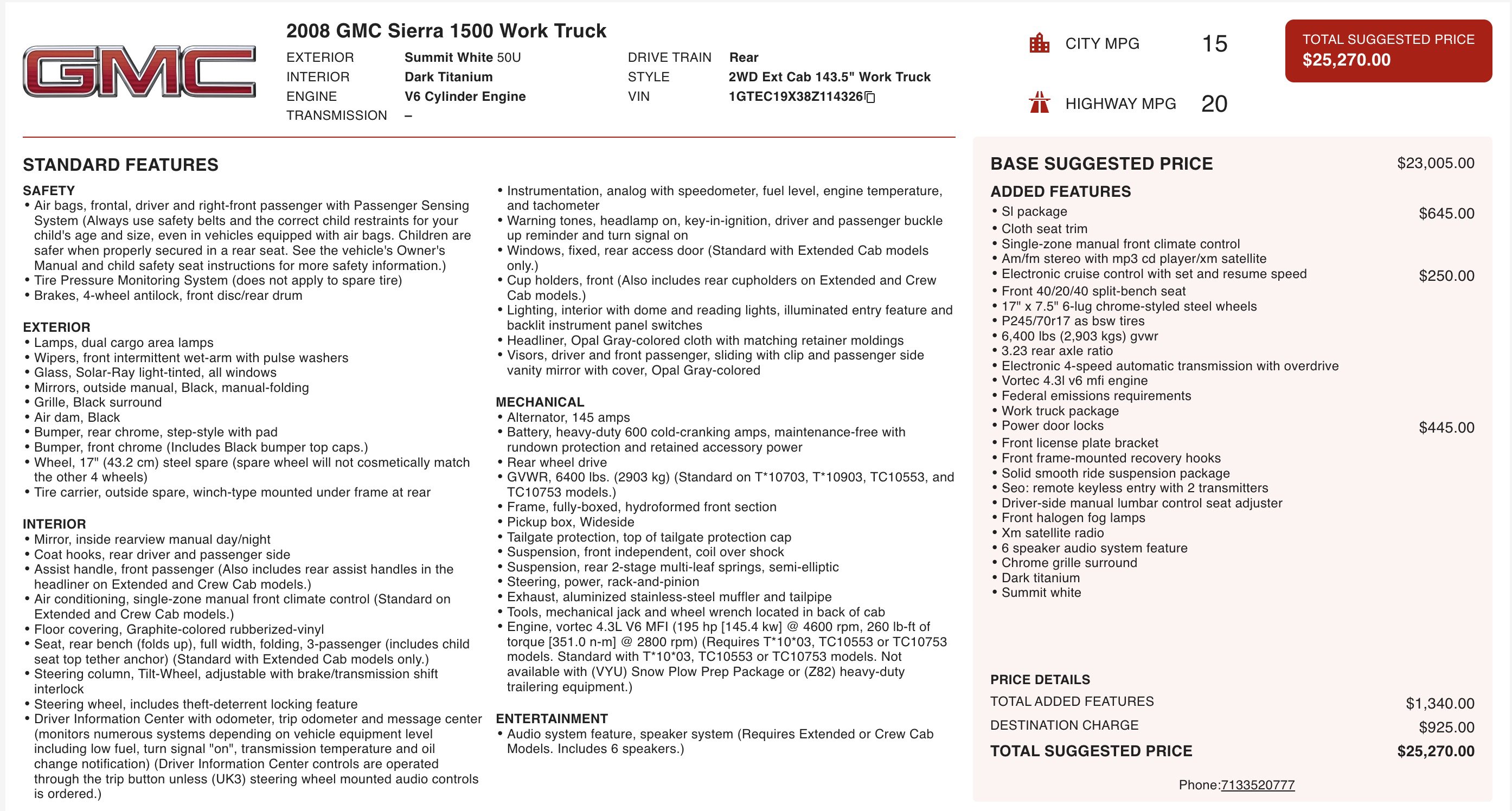 Used 2008 GMC Sierra 1500 W/T w/ SL Package image 3