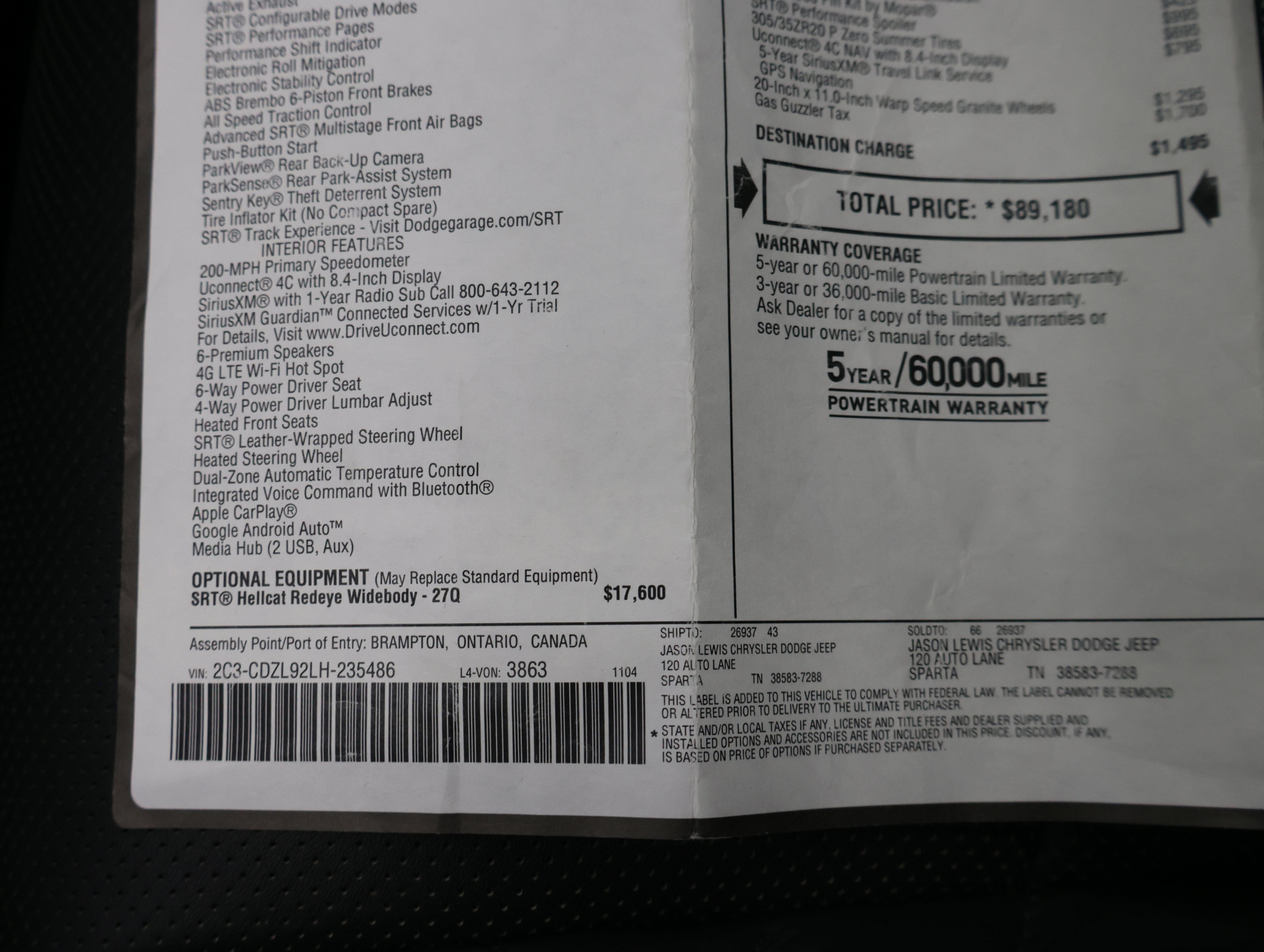 Used 2020 Dodge Challenger SRT Hellcat Redeye image 55